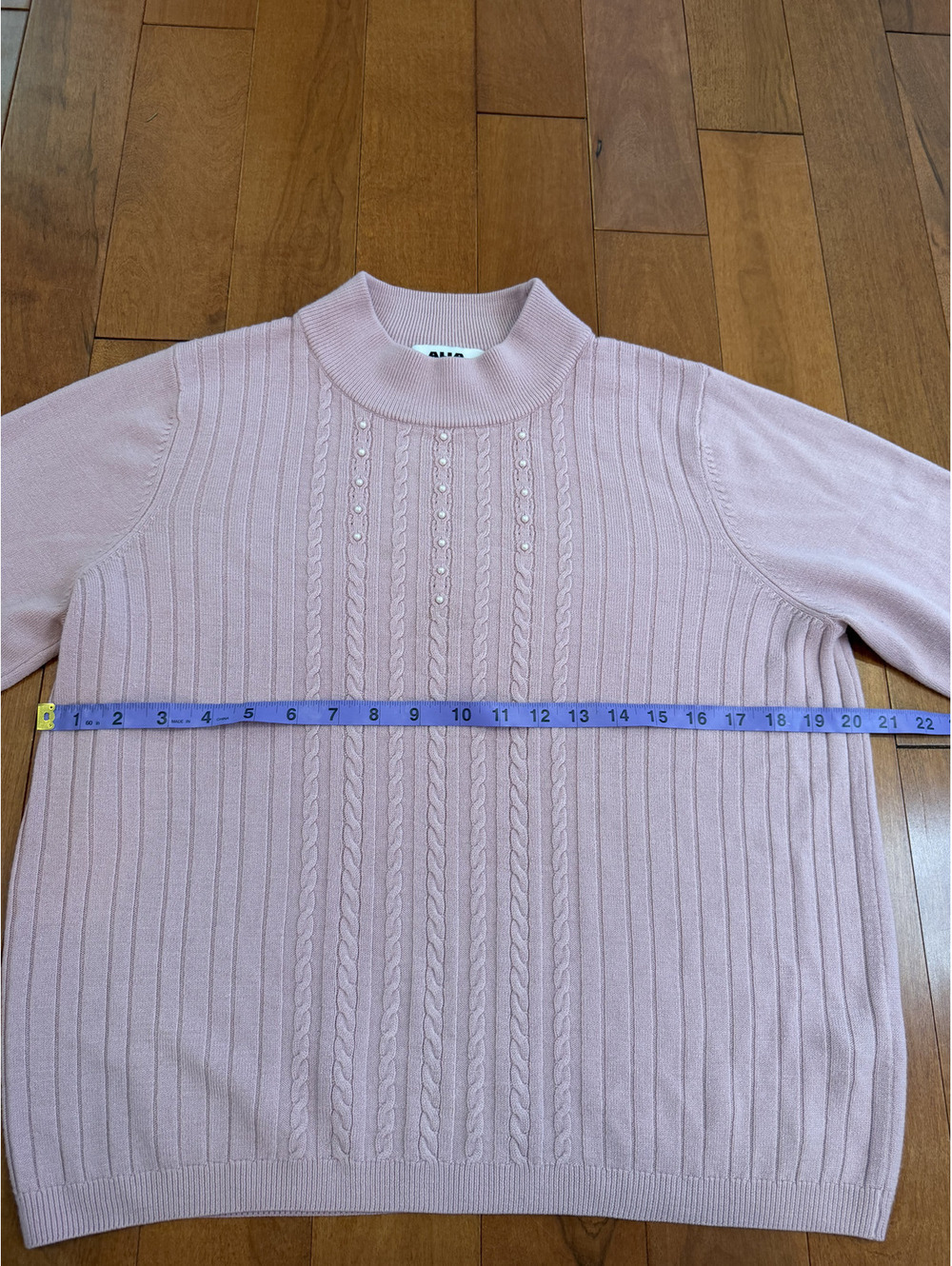 Alia Petites Pink Cable Knit Pearl Embellished Sweater - Picture 4 of 7